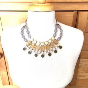 Gorgeous yellow and lilac crystal accent statement necklace
